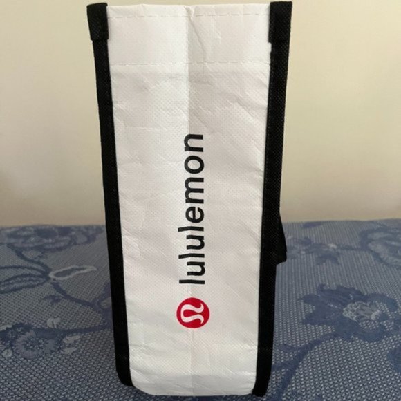 Lululemon Manifesto white, red, black & grey small reusable tote bag rare - Picture 2 of 6